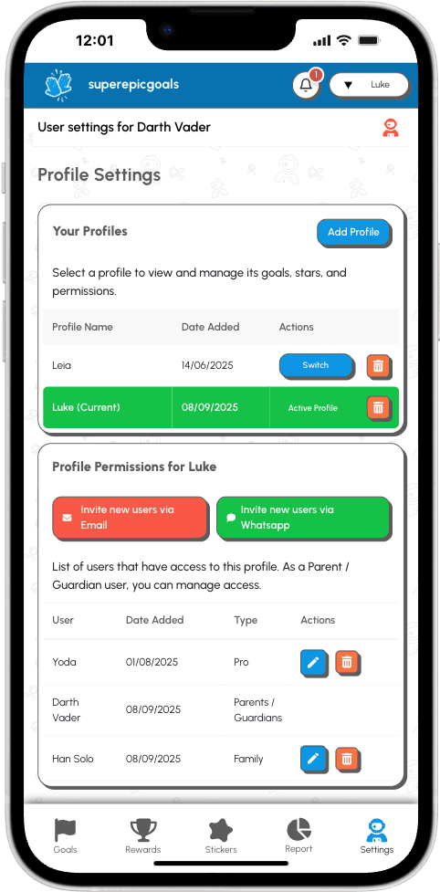 User profile management and privacy controls